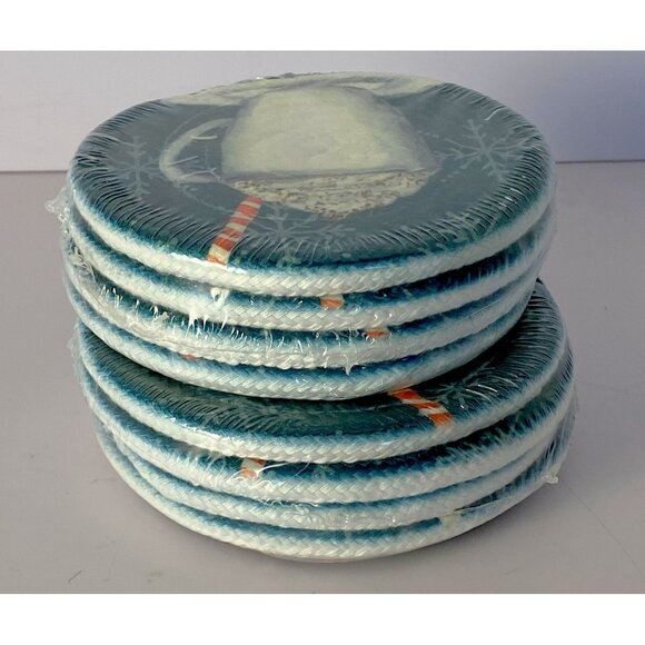 Coasters Christmas Holiday Chenille Drink 2 Sets of 4 (8 Total) 4" Sealed NEW - Picture 3 of 4